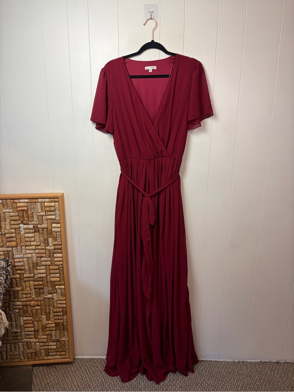 Baltic Born Kristina Chiffon Burgundy Red Maxi Women's Dress XL Wedding Guest - Picture 4 of 11